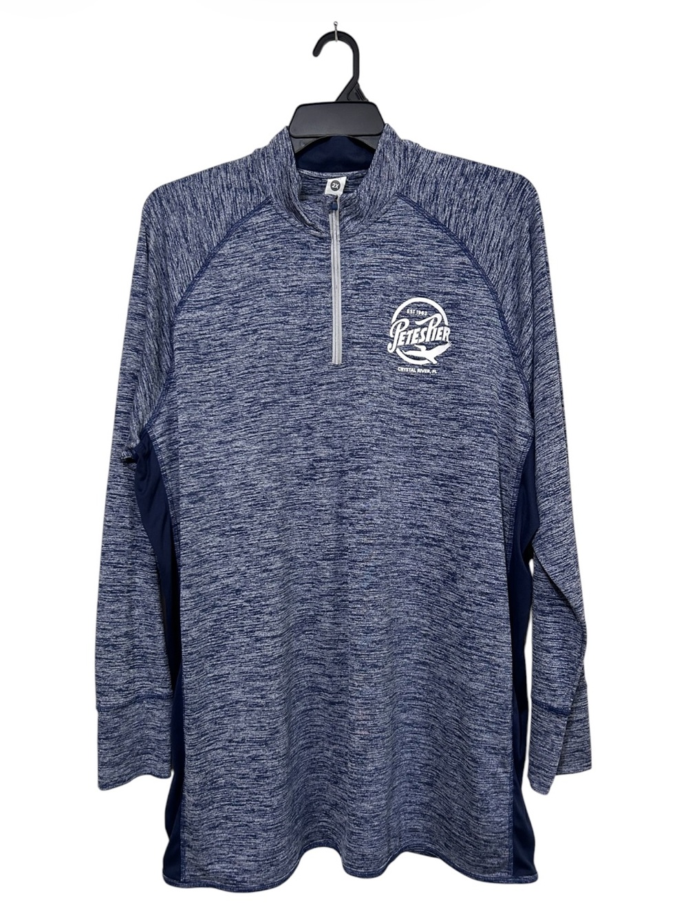 BAW Dry-Tek Mens 2X Blue Space Dye 1/4 Zip Pullover Pete’s Pier Crystal River FL